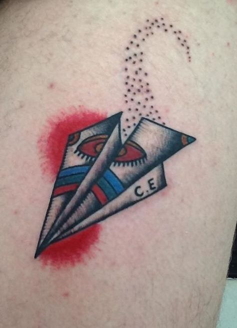 Paper plane tattoo Paper Airplane Tattoo, Paper Airplane Tattoos, Paper Plane Tattoo, Airplane Tattoo, Like Tattoos, Tattoos Photo, Plane Tattoo, Hippie Tattoo, Airplane Tattoos