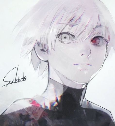 Kaneki Ken by Sui Ishida Sui Ishida, White Hair, Tokyo Ghoul, Anime Character, Tokyo, Red, Hair, Anime, White