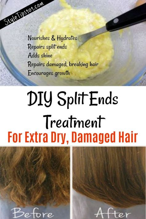 Diy Hair Mask For Split Ends, Split End, Hair Mask For Damaged Hair, Breaking Hair, Hair Remedies For Growth, Home Remedies For Hair, Diy Hair Mask, Hair Treatments, Hair Remedies