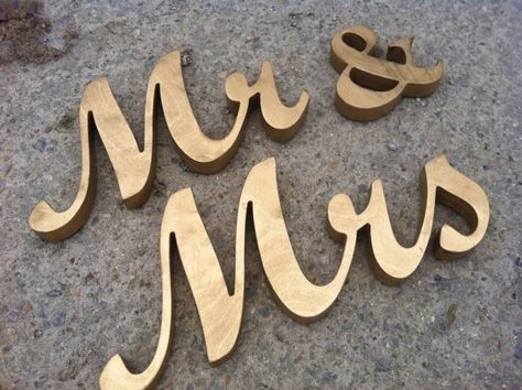 GOLD Mr. & Mrs. letters wedding table decoration, freestanding GOLD Mr and Mrs signs for sweetheart table Gold Wedding Signs, Letters Wedding, Sweetheart Table Decor, Wedding Chair Signs, Wedding Table Decoration, Free Standing Letters, Free Wedding Invitations, Mr And Mrs Wedding, Gold Dust