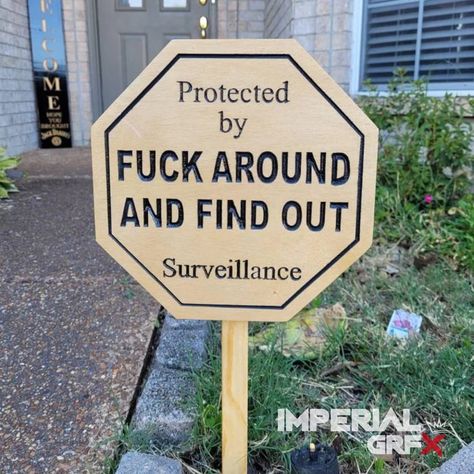 Custom yard sign. Funny Warning Signs, Escalated Quickly, Custom Yard Signs, Yard Sign, Yard Signs, Funny Signs, Home Security, Habitat, House Warming