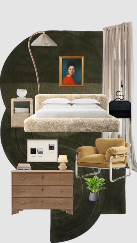 Nightstand Dresser, Bed Art, Dream Apartment Decor, Pretty Bedroom, Bedroom Goals, Chair Bed, Dream Apartment, Home Reno, Design Decor