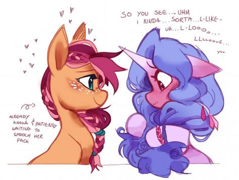 Equestria Daily - MLP Stuff!: Drawfriend Stuff (Pony Art Gallery) #4002 Mlp G5 Sunny X Izzy, Sunny Starscout Fanart, Sunny X Izzy, Mlp Izzy, Izzy Moonbow, Sunny Starscout, Mlp Art, Mlp Comics, Pony Art