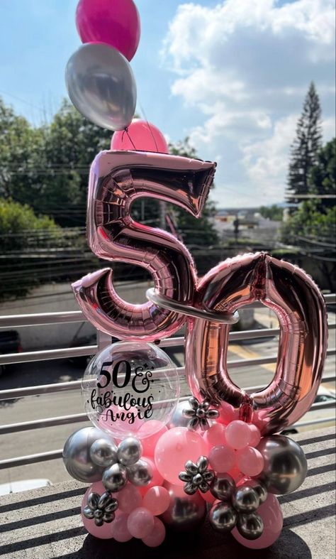 50th Birthday Balloon Bouquets, 50 Balloon Bouquet, Ballon Buquet, 50th Birthday Balloons, Balloons Number, Party Balloons Diy, 50 Balloons, 50th Birthday Decorations, 55th Birthday