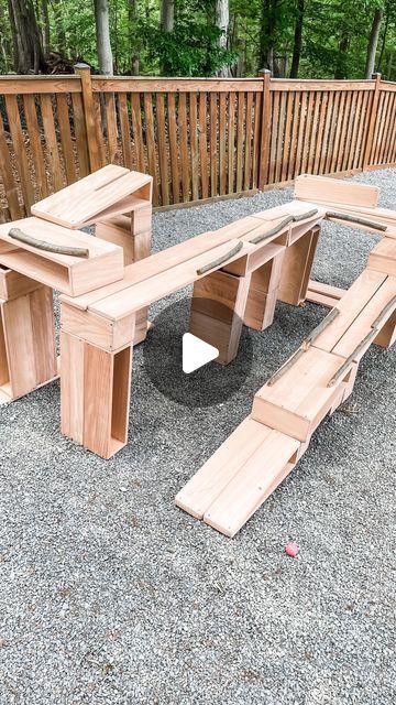 Kristen | Play-based Learning on Instagram: "The first thing we built with our @guidecraft_official outdoor hollow blocks was this giant ball run in our backyard. They are still going strong a year later! My kids both really enjoyed the gross motor aspects of picking up these large blocks to create something bigger than we could with traditional block sets. Lately they’ve both enjoyed forming various enclosures outside with this set. Follow along for more outdoor play ideas! .⁣ .⁣ .⁣ .⁣ .⁣ #creativeplay #buildingblocks #woodentoys #naturaltoys #blockplay #childhoodunplugged #playbasedlearning #kidsactivities #outdoorplayspaces #playmatters #outdoorplayspace #openendedplay #outdoorplay #earlychildhoodeducation #outdoorplayideas #outdoorlearning #natureplay #earlyyears #outdoorkids #l Block Play Ideas, Outdoor Play Ideas, Giant Building Blocks, Hollow Blocks, Outdoor Play Space, Outdoor Play Spaces, Building Blocks Diy, Block Play, Maker Space