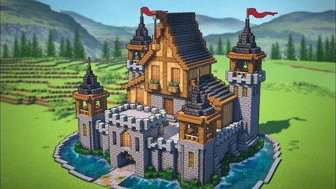 Minecraft Castle Ideas Medieval, Minecraft Castle Builds, Minecraft Burg, Minecraft Small Castle, Minecraft Castle Ideas, Minecraft Castle Designs, Construction Minecraft, Minecraft Kingdom, Castle Ideas