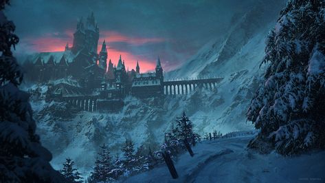 ArtStation - Winter Castle , Kacper Szwajka Environment Painting, Gothic Castle, Snowy Mountain, Mountain Wallpaper, Landscape Concept, Scene Art, Fantasy City, Fantasy Castle, Fantasy Setting