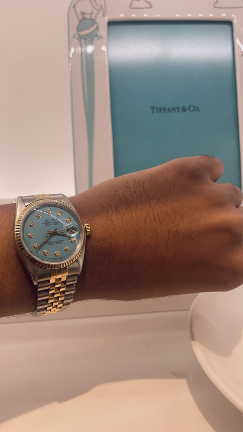 Ryan Shakes blue watch rolex famous diamond tiffany gold wrist Tiffany Blue Watch, Rolex Tiffany Blue, Tiffany Watch, Tiffany Watches, Tiffany Gold, Blue Watches, Tiffany Blue, Rolex Watches, Time Piece