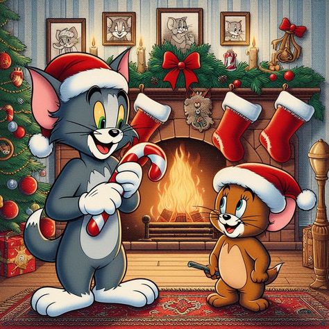 Tom And Jerry Christmas, Christmas Cartoon Drawings, Cartoon Christmas, Christmas Cartoon Pictures, Donald Duck Christmas, Christmas Cartoon Characters, Disney Merry Christmas, Disney Characters Christmas, Happy Christmas Day