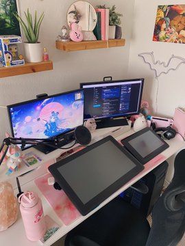 Artist Desk Setup, Artist Desk, 40 Gifts, Artist Workspace, Art Studio Room, Otaku Room, Gamer Room Decor, Branding Tools, Video Game Rooms