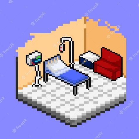 Hospital Pixel Art, Ward Room, Pixel Design, In Hospital, Doctor Office, Skin Tips, Premium Vector, Pixel Art, Art Style