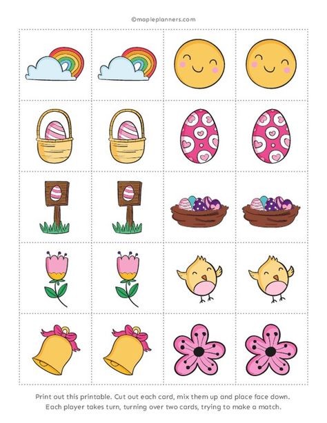 Easter Memory Game, Printable Easter Activities, Easter Bingo, Teach English To Kids, Printable Games For Kids, Easter Egg Ornaments, Easter Activities For Kids, Memory Games For Kids, Easter Printables Free