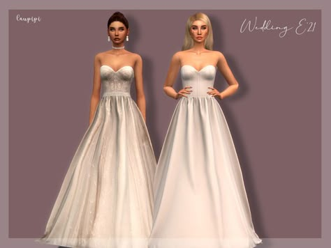 Sims 4 — Wedding Dress DR-390 by @laupipisims — Enjoy this beautiful wedding dress! New custom mesh, all LODs Base game #featuredartist Sims 4 Wedding Dress, Sim4 Cc, Sims Inspiration, Die Sims 4, The Sims 4 Skin, The Sims 4 Pc, The Sims 4 Packs, Sims Ideas, Sims 4 Dresses