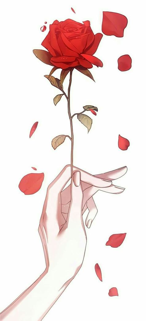 Red Roses Wallpaper Drawing, Burning Rose Drawing, Holding A Rose Reference, Anime Rose Flowers, Rose Drawing Watercolor, Red Rose Sketch, Red Rose Tattoo Design, Background Red Rose, Rose Pencil Drawing