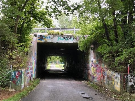 This rural underpass near Lawrenceburg, Kentucky has been the local graffiti spot, dating back more than 40 years.  It's also along a beautiful scenic route through the countryside. Lawrenceburg Kentucky, Scenic Routes, 40 Years, Creative Writing, Road Trips, The Locals, Kentucky, Road Trip, Graffiti