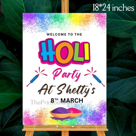 Holi Notice Board Decoration, Holi Festival Display Board, Happy Holi Template, Holi Prints, Holi Event Passes, Holi Party, Digital Board, Welcome Card, Digital Signs