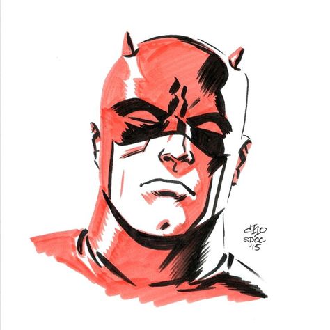 Daredevil - Michael Cho Color Markers Art, Daredevil Comic, Comic Art Sketch, Comic Face, Marvel Zombies, Western Comics, Marvel Drawings, Black And White Sketches, Marvel Comics Art