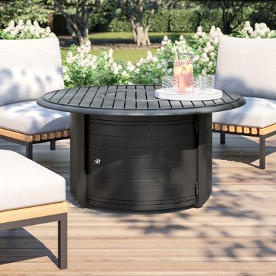 Backyard Design Plans, Round Fire Pit Table, Outdoor Fire Pit Table, Stone Landscaping, Propane Fire Pit Table, Round Fire Pit, Fire Pit Cover, Patio Fire Pit, Propane Fire Pit