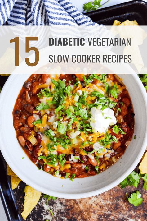 15 Diabetic Vegetarian Slow Cooker Recipes – Happy Muncher Low Carb Vegetarian Crock Pot Recipes, Veg Slow Cooker Recipes, Vegetarian Recipes For Diabetics Low Carb, Vegetarian Chili Recipe Crockpot, Vegetarian Cabbage Soup, Ideas For Meals, Vegetarian Chili Crock Pot, Slow Cooker Frittata, Vegetarian Slow Cooker