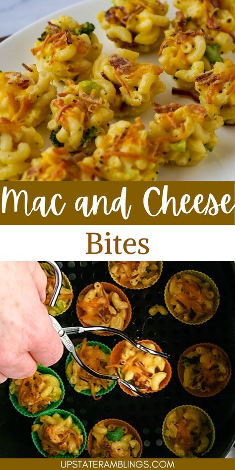 Mac and Cheese Bites Air Fryer Mac And Cheese, Kid Friendly Appetizers, Mac And Cheese Bites, Macaroni Cheese Recipes, Creamy Mac And Cheese, French Fried Onions, Game Day Snacks, Mini Muffin Pan, Cheese Bites