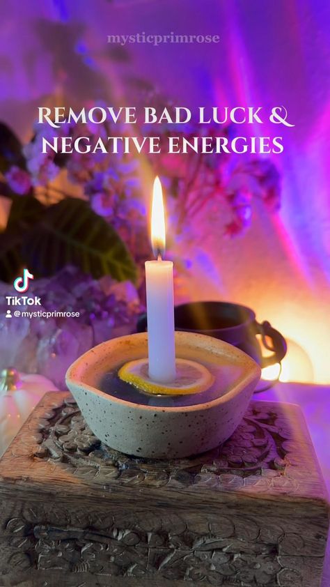 Type ‘yes’ to join in on this spell! ✨  A simple and easy spell to to remove all things negative from your life. All you need is:  ✨Water ✨Salt ✨White candle  ✨Your name inscribed on the candle  As you light your candle, concentrate on your intentions! After the candle has burnt down fully discard however you see appropriate 🥰  Spell jars and candle kits available from www.mysticprimrose.com 🔮  #witchcraft White Candle Magic, White Candle Spells, White Witch Spells, Witchcraft Candle Magic, Witchcraft Store, Candle Magick Spells, Cleansing Spell, Candle Meaning, Wicca Recipes