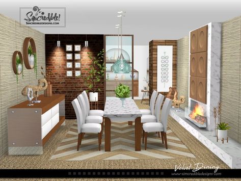 The Sims Resource - Velvet [Web transfer] Sims4 Dining Room, Sims 4 Dining Room, Toddler Bookcase, Home Office Shelves, Neutral Sofa, Coastal Dining, Kitchen Time, Foyer Decor, Sims 4 Downloads