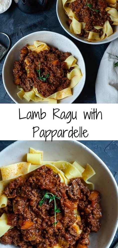 Instapot Ground Lamb Recipes, Pasta With Ground Lamb, Pasta Ragu Recipes, Lamb Ragu Pappardelle, Ground Lamb Ragu, Easy Ground Lamb Recipes, Recipes Using Ground Lamb, Ground Lamb Crockpot Recipes, Ground Lamb Pasta