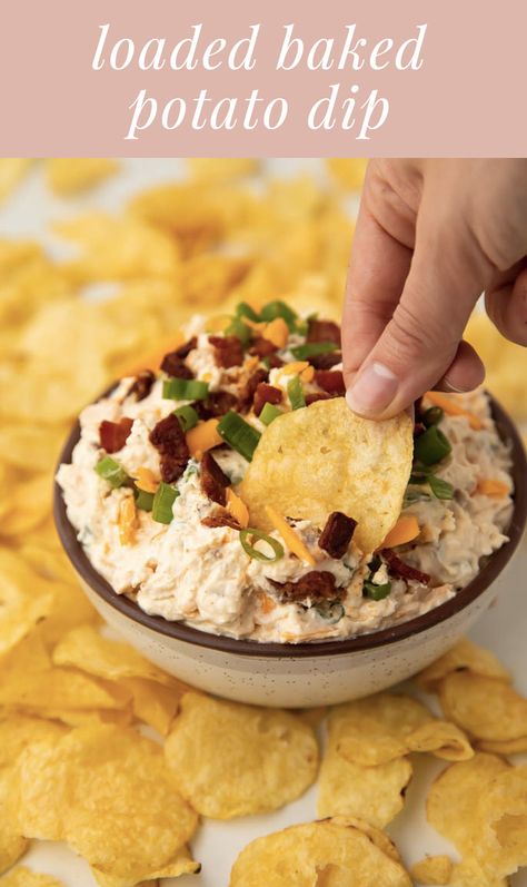 Loaded Baked Potato Dip, Dip For Parties, Potato Dip, Baked Potato Dip, Loaded Baked Potato, Loaded Potato, Dip Recipes Easy, Loaded Baked Potatoes, Air Fryer Dinner Recipes