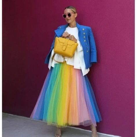 J. Crew | Skirts | J Crew Rainbow Tulle Maxi Skirt Size 6 Nwt | Poshmark Tulle Long Skirt, Rainbow Skirt, Ball Skirt, Tulle Maxi Skirt, Striped Maxi Skirts, Knit Maxi Skirt, Denim Maxi Skirt, Outfits Spring, Dress Girl