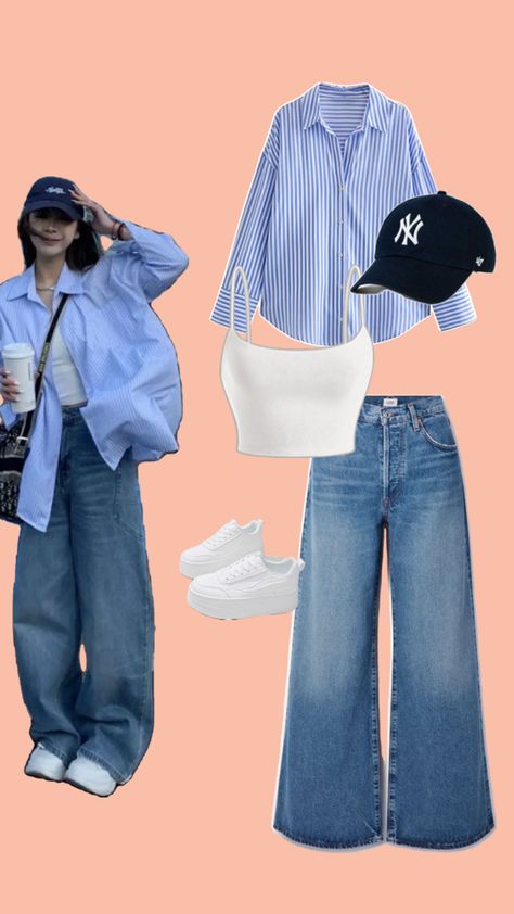 Women outfit Baggy Jeans And Baggy Shirt, Shirt With Baggy Jeans, Baggy Shirt Outfit, Street Style Outfits Casual, Baggy Outfit Ideas, Baggy Shirt, Baggy Jeans Outfit, Jeans Outfit Women, Hijabi Outfits Casual