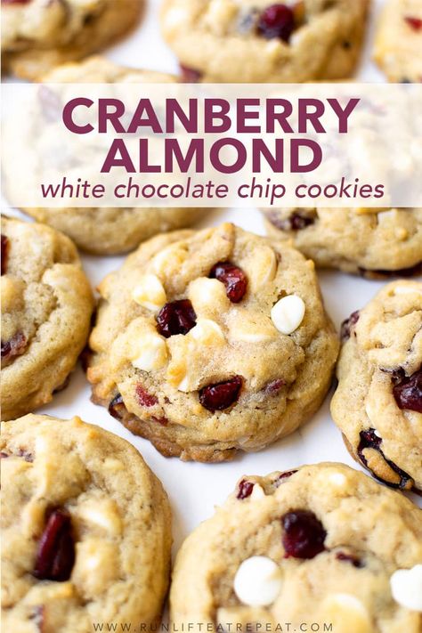 Dried Cranberries Recipes, Cookie Base Recipe, Cranberry White Chocolate Chip Cookies, Cranberry Cookies Recipes, Almond Sugar Cookies, White Chocolate Cranberry Cookies, Oatmeal Cranberry Cookies, Cookie Base, Cranberry Almond