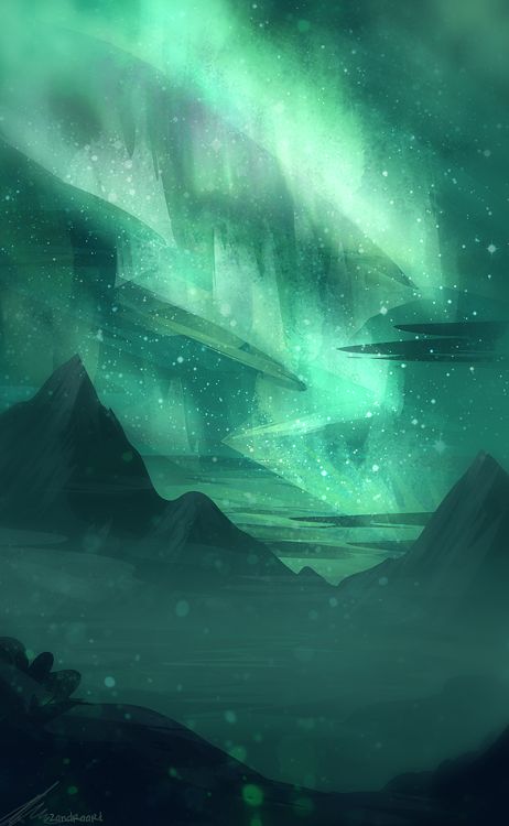 Aurora Art, Fantasy Places, Arte Horror, Environment Concept Art, Fantasy Landscape, Scenery Wallpaper, Space Art, Aurora Borealis, Beautiful Landscapes