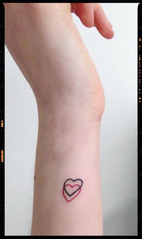 Layered Heart Tattoo, Overlapping Heart Tattoo, Minimalistic Heart Tattoo, Double Heart Tattoo, Mini Heart Tattoo, Two Hearts Tattoo, Fist Tattoo, Little Heart Tattoos, Love Heart Tattoo