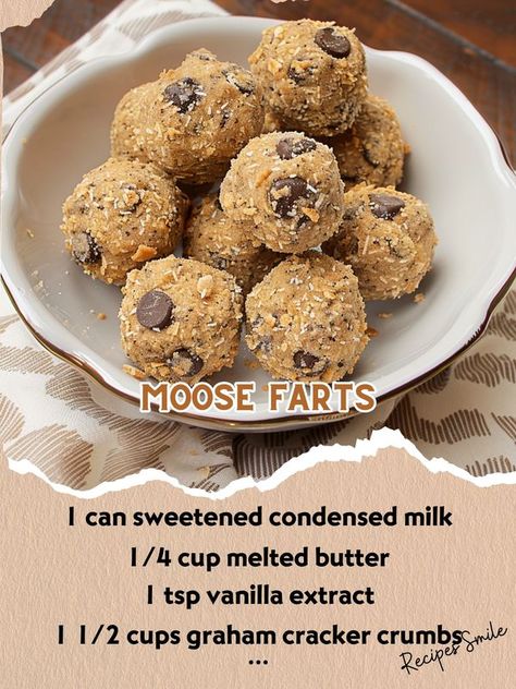 Recipes Smile Moose Balls Recipe, Moose Farts Cookie Recipe, Moose Farts Recipe, Moose Farts, Cookie Balls, Bake Recipes, Cookie Ball, Xmas Cookies, Balls Recipe