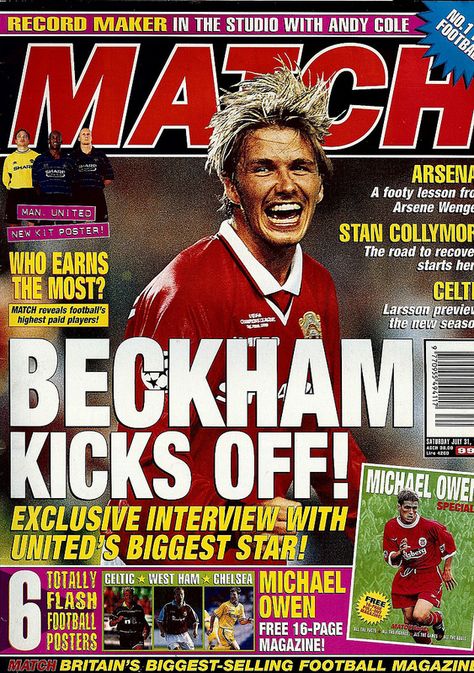 Match - 31.7.1999  http://analogueboyinadigitalworld.wordpress.com/2014/02/26/magazine-archive-match-31-7-1999/ Andy Cole, Football Magazine, Football Wags, Sport Poster Design, Retro Football, Sport Poster, Vintage Magazines, Big Star, Yearbook