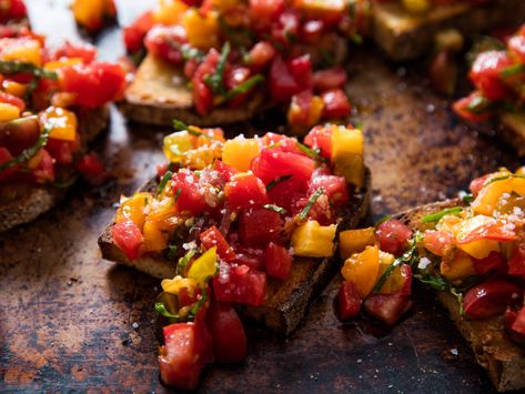 Fresh Summer Tomato Bruschetta Recipe | Serious Eats Potato And Spinach Recipes, Canning Bruschetta, Bruschetta Recipe Easy, Recipes With Mozzarella, Avocado Bruschetta Recipe, Chicken And Spinach Recipes, Tofu And Spinach, Pasta And Spinach, Avocado Bruschetta