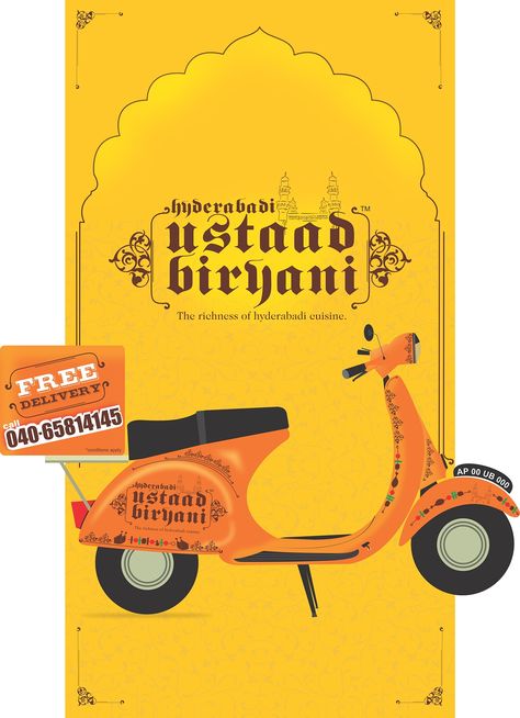 USTAAD BIRYANI on Behance Biryani Logo Design, Biryani Branding, Biriyani Logo, Biryani Packaging, Biryani Poster, Vintage Scooter, Instagram Branding Design, Tree Logo Design, Juice Packaging