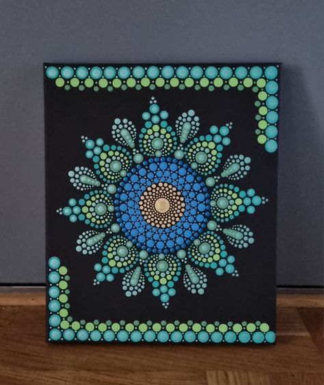 Mandala Dot Painting 6x6, Dot Art On Canvas Acrylics, Dot Painting On Rectangle Canvas, Dot Painting Ideas Canvases, Dot Painting Mandala Canvas, Painting Dots Art, Rectangle Dot Art, Mandala Dot Art On Rectangular Canvas, Dotted Painting Ideas