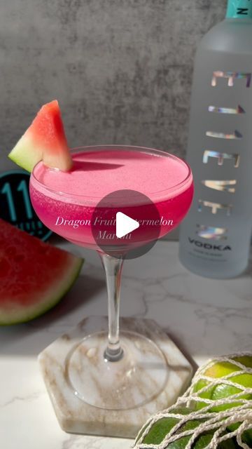 Kristi | Cocktail & Drink Recipes on Instagram: "We’re bringing the vibrant spirit of Miami straight to your home with today’s recipe, the Dragon Fruit Watermelon Martini made with @11vodka . 6X Distilled from Non-GMO corn, E11EVEN Vodka is gluten-free, sugar-free, and carb-free and the perfect addition for any cocktail recipe. 

2-4 chunks of Dragon Fruit
2-4 chunks of Watermelon
0.25 oz Simple Syrup
0.75 oz Lime Juice
2 oz E11EVEN Vodka

Add dragon fruit, watermelon, simple syrup and lime juice to a cocktail shaker and muddle. Add ice and shake. Double strain into a coupe glass and garnish. Cheers!

#martini #vodka #cocktailrecipe #vodkadrinks #summerdrinks #e11evenvodka #tastethemiamispirit" Dragon Fruit Cocktail, Watermelon Martini, Carb Free, Vodka Drinks, Cocktail Drinks Recipes, Dragon Fruit, Adult Drinks, Lime Juice, Simple Syrup