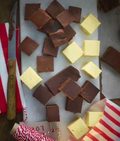 Quick and Easy Salted Caramel Fudge Recipe | Carnation Peppermint Creams Recipe, Scottish Tablet Recipes, Peppermint Creams, White Chocolate Fudge Recipes, Scottish Tablet, Tablet Recipe, Chocolate Fudge Recipe, Easy Chocolate Fudge, White Chocolate Fudge