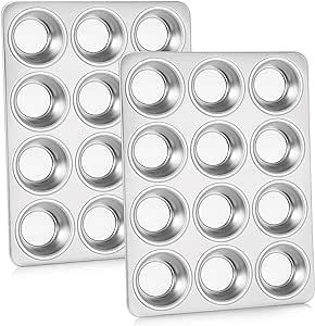 P&P CHEF Muffin Pan Cupcake Baking Pan Set of 2, 12 Cups Muffin Tin Tray, Stainless Steel Muffin Pans for Baking Mini Cake Muffin Tart Quiche, Oven & Dishwasher Safe, Non-toxic & Heavy-duty Lemon Blueberry Muffins Recipe, Stainless Dishwasher, Coffee Cake Recipes Easy, Silicone Baking Cups, Cupcake Baking, Lemon Blueberry Muffins, Cupcake Mold, Cupcake Tins, Muffin Recipes Blueberry