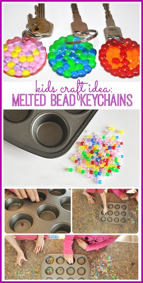 Melted Bead Crafts, Pony Bead Crafts, Crafts For Teens To Make, Melting Beads, Cadeau Diy, Bee Crafts, Kids' Crafts, Fun Crafts For Kids, Beaded Keychains