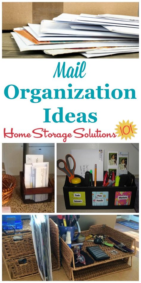 Mail organization ideas for your home, with a place to hold your incoming mail as well as mailing supplies {on Home Storage Solutions 101} #MailOrganization #OrganizeMail #PaperOrganization Mail Organization Ideas, Mail Organization, Mail Storage, Clutter Solutions, Paper Clutter, Home Storage Solutions, Office Supply Organization, This Old House, Organization Inspiration