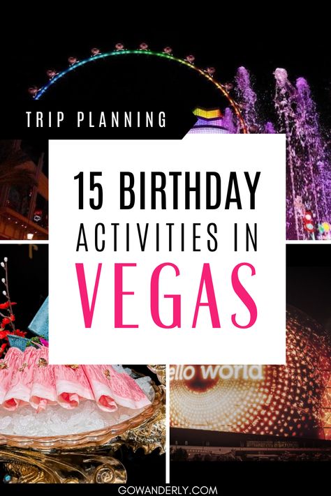 A fun guide featuring 15 exciting activities for celebrating a birthday in Las Vegas. Cheap Las Vegas Activities, 40th Birthday Las Vegas, Las Vegas Activities Things To Do, Things To Do In Vegas Besides Gamble, Things To Do For 30th Birthday, Las Vegas Photoshoot Ideas, 21st In Vegas, Free Things To Do In Vegas, Things To Do In Las Vegas 2024