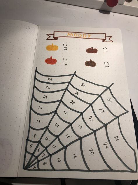 October bullet journal mood tracker October Bullet Journal Mood Tracker, Bullet Journal Halloween, October Bullet Journal, Bullet Journal Mood Tracker, Journal Mood Tracker, Bullet Journal October, October Mood, December Bullet Journal, Tracker Ideas