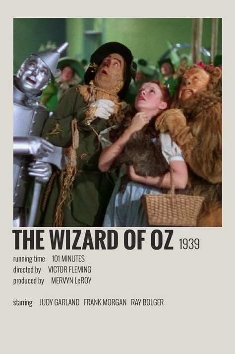 Minimalistic Polaroid Poster, Wizard Of Oz Film, Matilda Movie, Dirty Dancing Movie, Wizard Of Oz Musical, Ray Bolger, Wizard Of Oz Movie, Dorothy Wizard Of Oz, College Poster