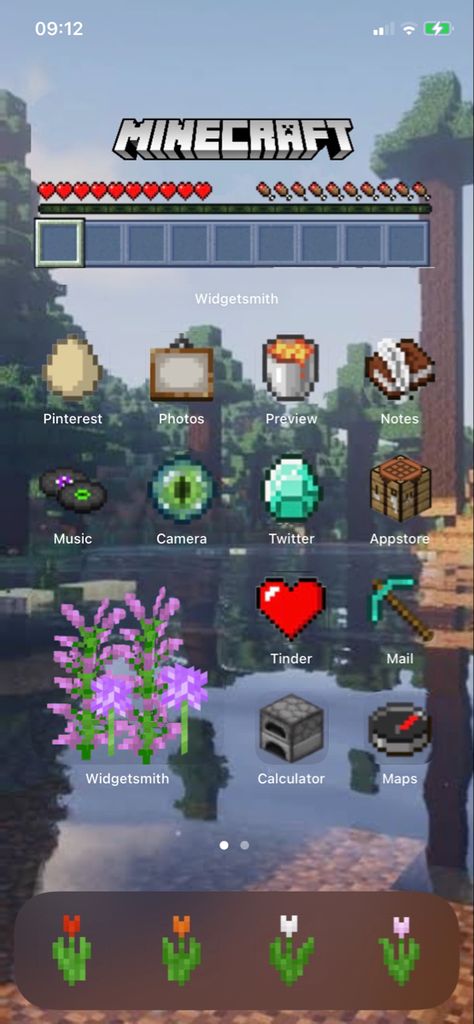 Video Game Home Screen, Minecraft Iphone Layout, Video Game Phone Theme, Minecraft Phone Layout, Minecraft Homescreen, Layout Phone, Ios Theme, Theme Inspiration, Phone Layouts