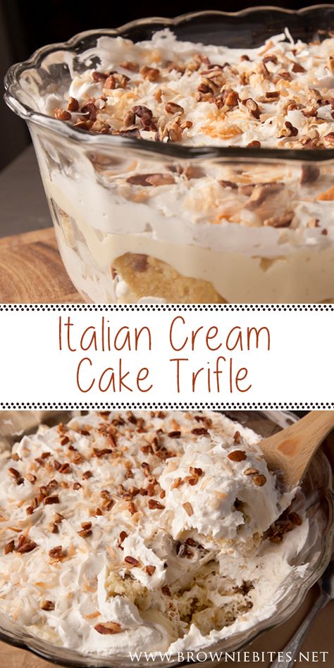 Cannoli Trifle, Italian Cream Cheesecake, Tres Leches Trifle, Italian Cream Bundt Cake, Italian Trifle, Trifle Bowl Desserts, Trifle Bowl Recipes, Cake Trifle, Trifle Dessert Recipes