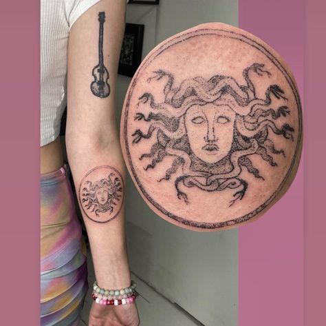 athena’s aegis Athena Shield Tattoo, Athena Shield, Aegis Shield, Athena Tattoo, Shield Tattoo, Medusa Tattoo, Makeup Tattoos, Tattoo Ideas, Tattoos