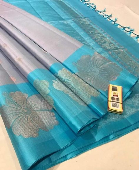 Pattu saree in blue pure silk saree Sky Blue Pattu Saree, Blue Pattu Saree, Borderless Saree, Sequence Saree, Cutwork Blouse, Lehenga Jewellery, Indian Handloom, Half Saree Lehenga, Saree Jewellery